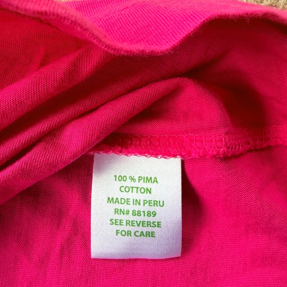 Lilly Pulitzer 100% Pima Cotton Sleeveless Hot Pink Top Size Medium - Picture 4 of 5